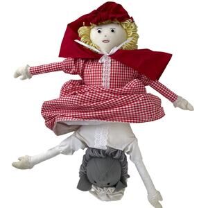 Vintage Large Topsy Turvy Little Red Riding Hood Doll 4 Faces Handmade Folk Art